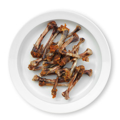 Bones chicken on a white dish