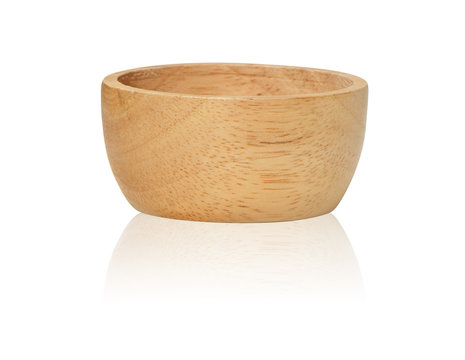 Wooden bowl Isolated on white background with clipping path