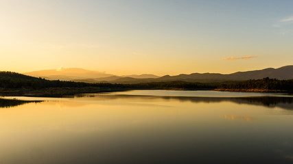 Beautiful reservoir in the evening