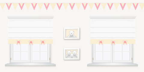 Royal baby room with window and frames vol.3 - obrazy, fototapety, plakaty