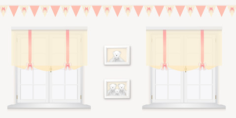 Royal baby room with window and frames vol.4 - obrazy, fototapety, plakaty