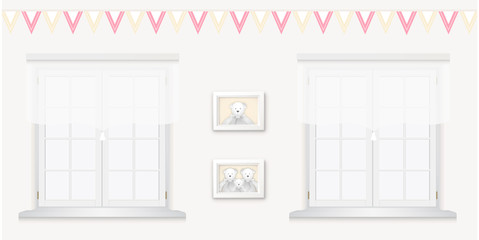 Royal baby room with window and frames vol.5 - obrazy, fototapety, plakaty