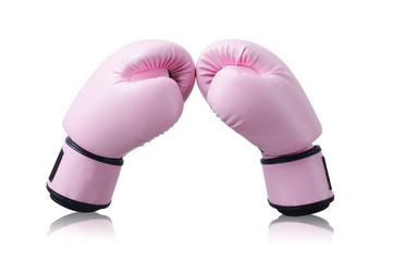 Pair of leather boxing gloves isolated is on white background with clipping path © OHishi_Foto