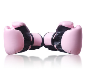 Pair of leather boxing gloves isolated is on white background with clipping path © OHishi_Foto