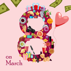 March 8 greeting cards as a doughnut