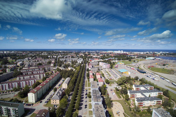 Fototapeta premium Aerial view of Ventspils city, Latvia.