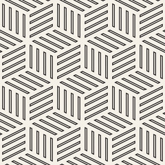 Cubic Grid Tiling Endless Stylish Texture. Vector Seamless Black and White Pattern