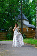 Fototapeta premium beautiful girl in a white dress