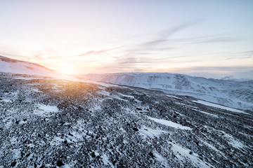 Winter. Snow-covered hillsides