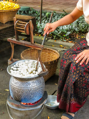 Silkworm cocoons in silk production process