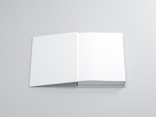 Opened white Book Mockup, Title front page, 3d rendering