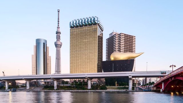 4k Time lapse day to night view of Tokyo cityscape in Tokyo, Japan