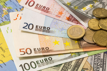 dollar and euro notes. symbol differences