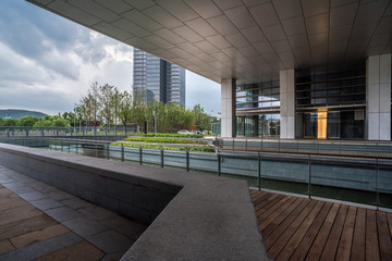 square of Shanghai financial district in China.