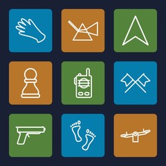 Set of 9 two outline icons