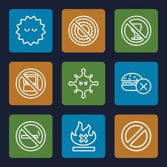 Set of 9 prohibition outline icons