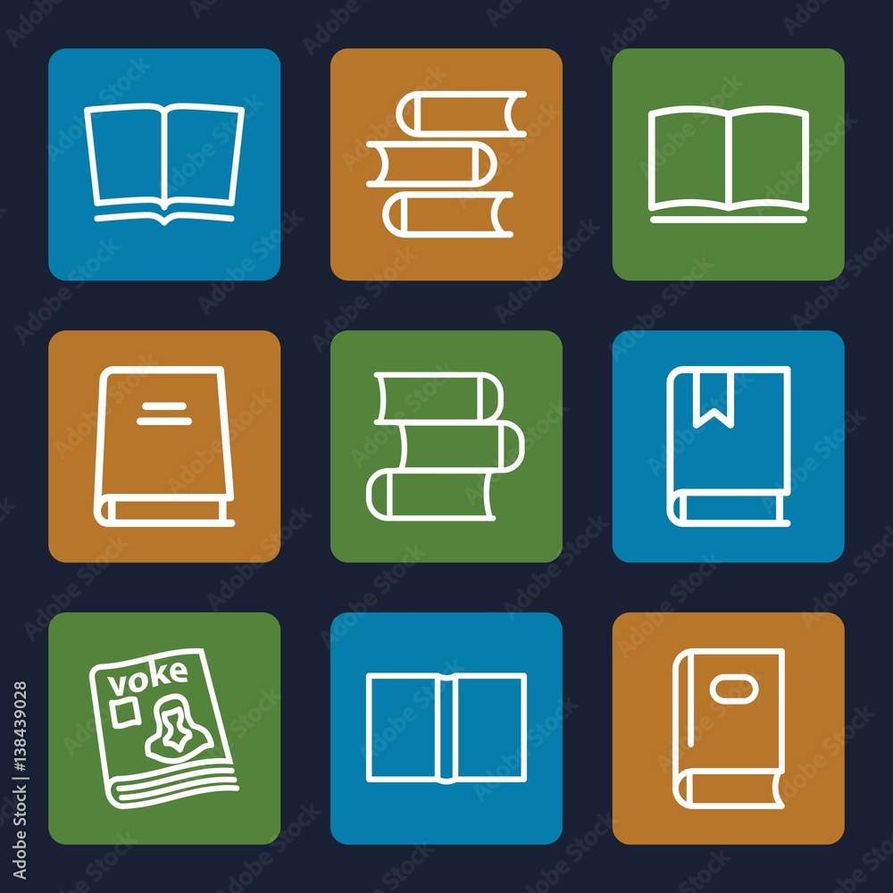 Poster set of 9 read outline icons