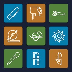 Set of 9 saw outline icons