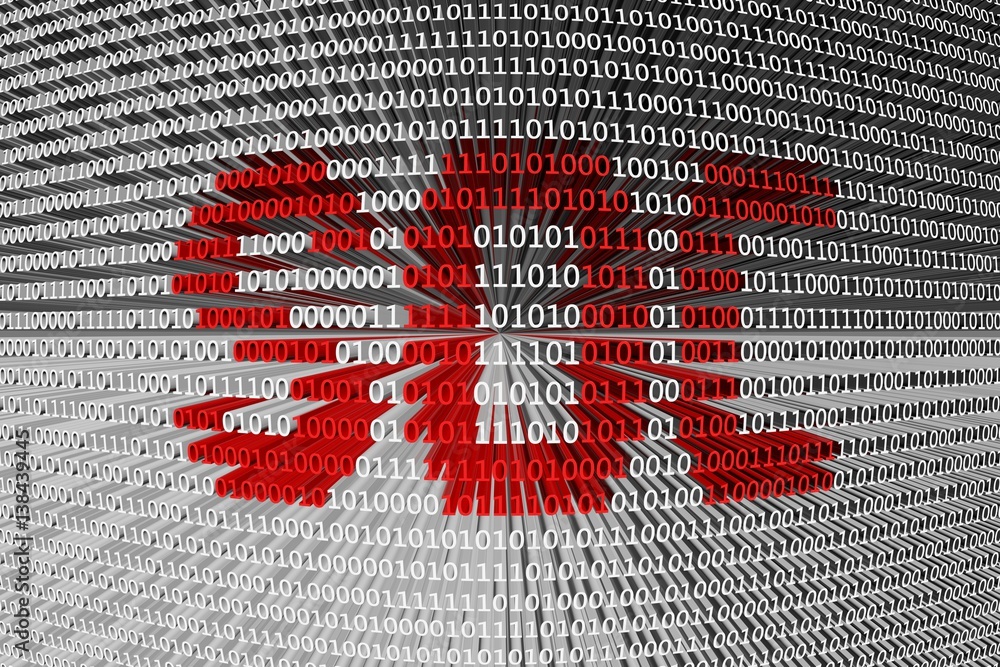Aufkleber soc in the form of binary code, 3d illustration