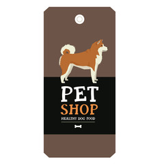 Poster Pet Shop Design label Vector Illustration Akita Inu