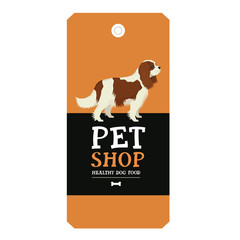 Poster Pet Shop Design label Vector Illustration Cavalier King Charles Spaniel