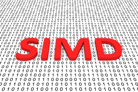 simd in the form of binary code, 3D illustration