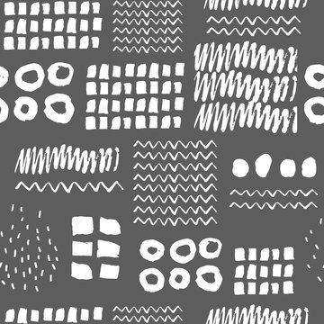 Abstract seamless pattern with hand drawn textures.