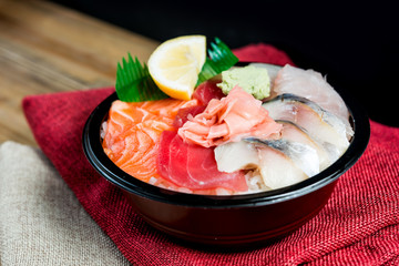 japanese food Mix Sashimi Chirashi Rice Bowl