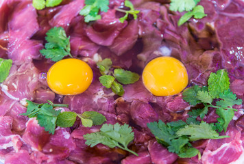 Fresh meat for sukiyaki pot