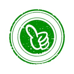 Damaged Green round seal with his thumb up - vector eps