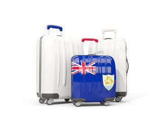 Luggage with flag of anguilla. Three bags isolated on white
