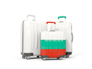 Luggage with flag of bulgaria. Three bags isolated on white