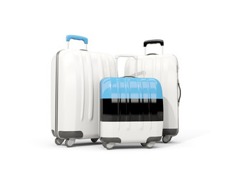 Luggage with flag of estonia. Three bags isolated on white
