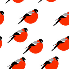 Seamless pattern with bullfinch