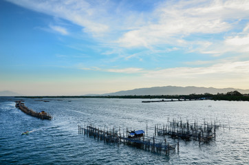 Housing of fishermen in sea, Chanthaburi, Thailand