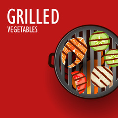 BBQ party invitation with grill top view. 4th july Independence day barbeque