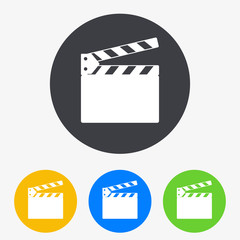 Fototapeta premium Icono plano claqueta en circulo varios colores