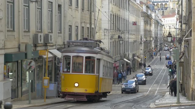 High quality video of tram in Lisbon in 4K