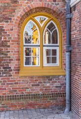 Window in the historical A kerk church of Groningen