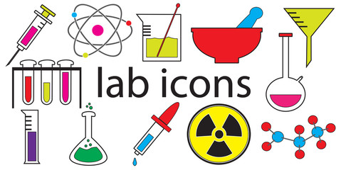 Laboratory icons vector isolated white background.