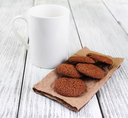 oatmeal cookies and cup of milk