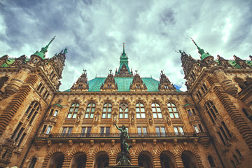 Exterior view of the town hall of Hamburg