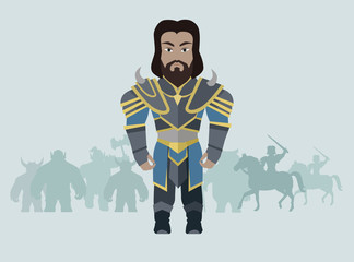 Fantasy Knight Character Vector Illustration.
