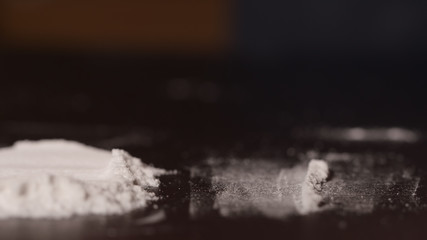 DRUGS: Line of heroin on a table