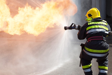 Firefighter in action