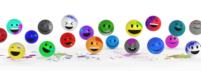 Smileys haben Spaß mit Farbe