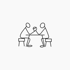 Stick figure men armwrestling