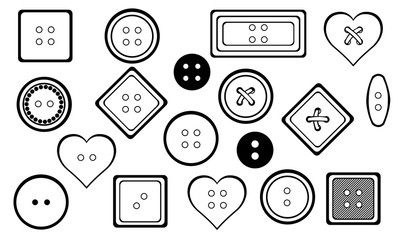 Set of different buttons isolated on white