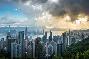 view of the city and the bay from Victoria Peak