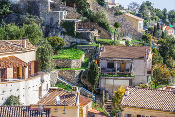 Fototapeta premium Residential home roof top with grass terraces